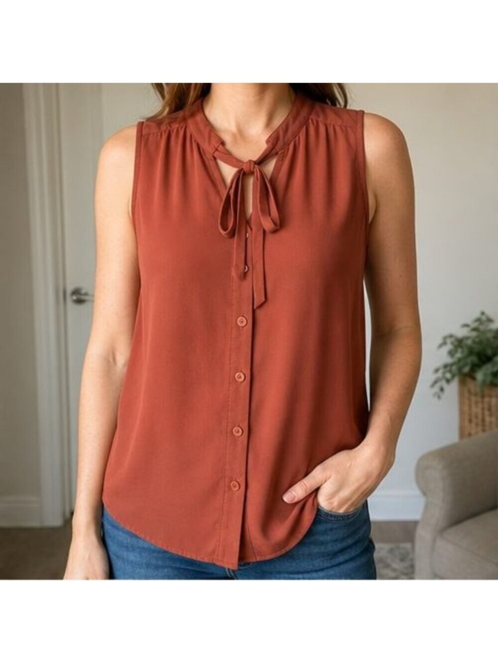 Rust Puff Sleeve Top